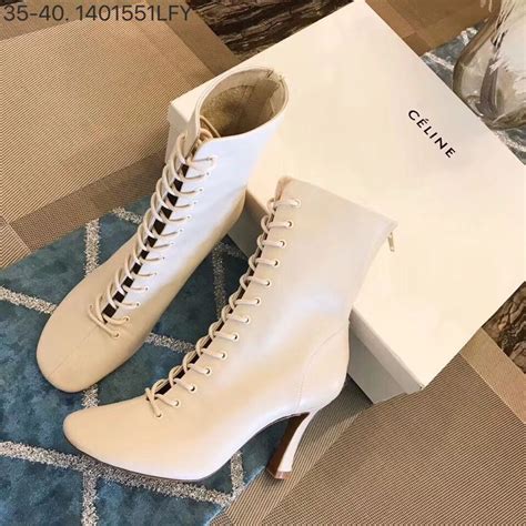 celine white leather boots